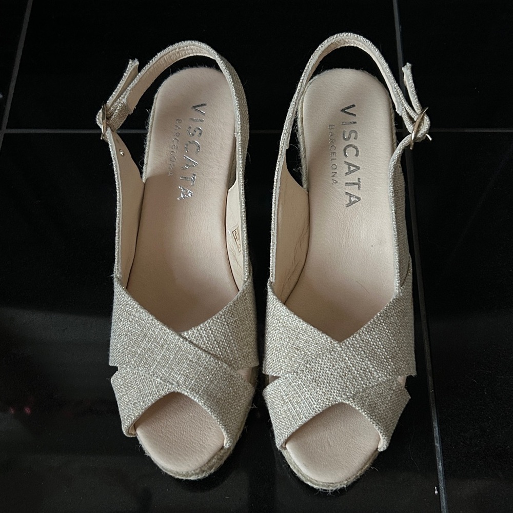 NWOT Viscata Llansa Canvas Wedges Beige Size 9 - Picture 4 of 9